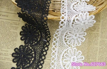 

15yds 70mm Black/White Embroidered Fabric Beautiful Flower Venise Lace Trim Sewing Craft Dress Lace Accessories Free Shipping