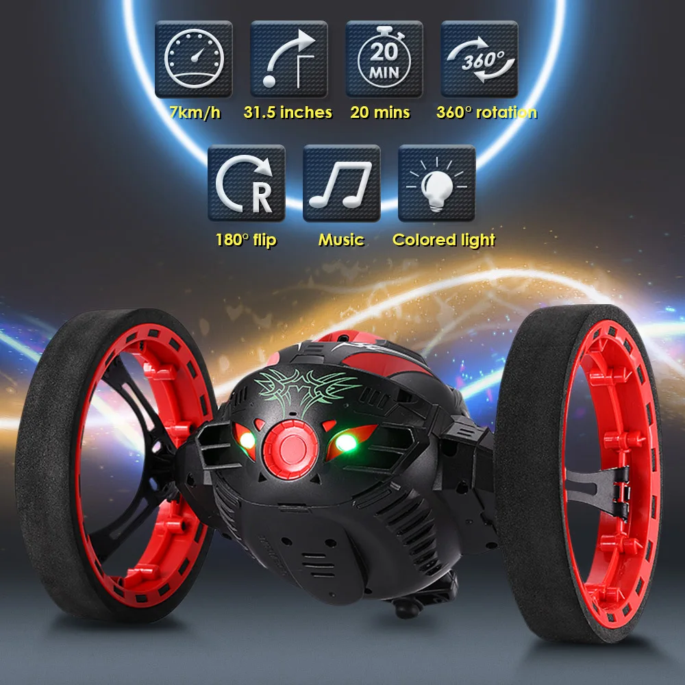 

Mini Car Stunt Bounce Jumping PEG-88 2.4GHz WiFi Smart Remote Control Car with Flexible Wheels Jumping 360° Rotating LED Lights