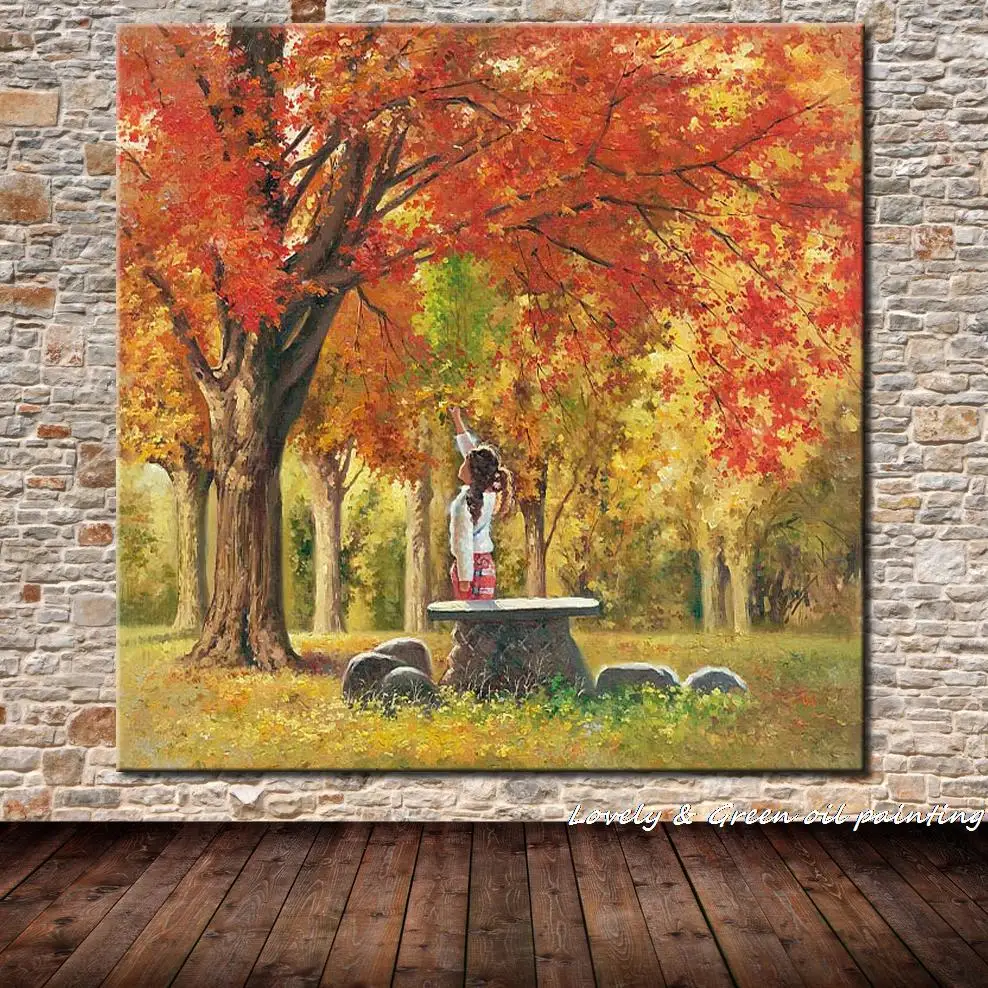 Beautiful Girl And Landscape Printed Oil Painting On Canvas Cotton Modern Wall Art Wall Painting For Living Room Home Decoration