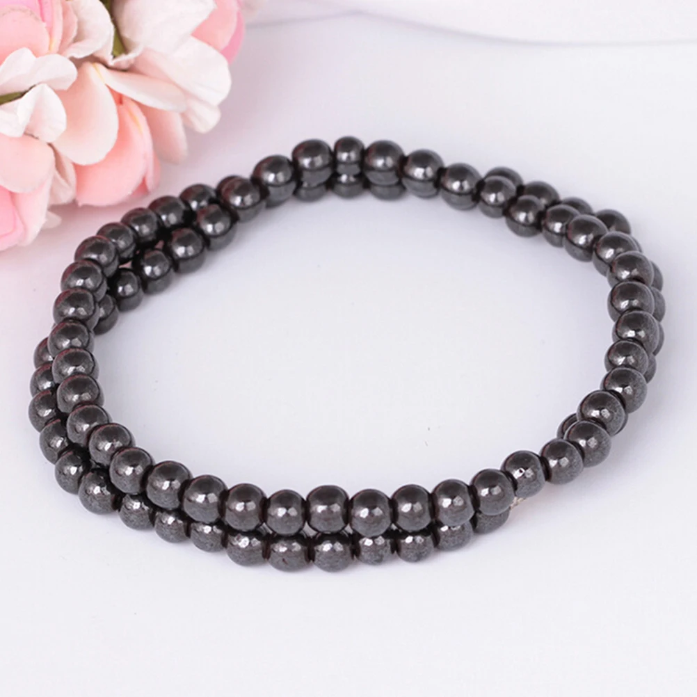 6mm/8mm Women Black Cool Magnetic Bracelet Beads Hematite Stone Therapy Health Care Magnet Hematite Beads Bracelet Men