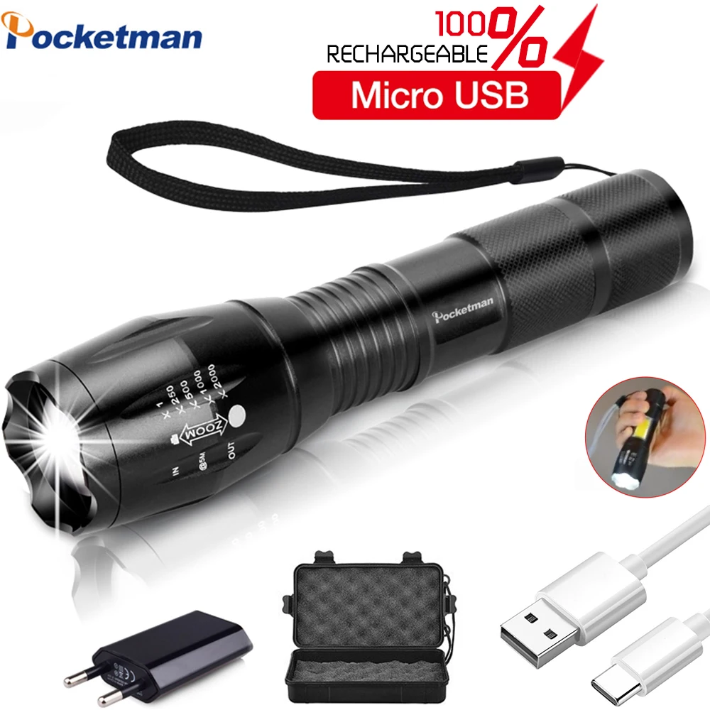Самый яркий USB фонарик Lanterna LED L2/T6 + COB тактический фонарь масштабируемый высокой