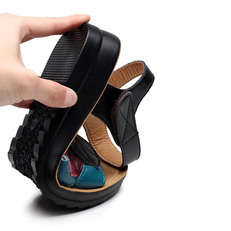 LAKESHI Women Sandals 2019 Summer Flat Sandals Fashion Mother Sandals Soft Bottom Women Shoes Comfortable Women Flats Size 41