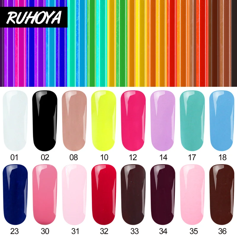 Гель лак для ногтей серии Ruhoya PureColor Полупостоянный УФ чистый 12 видов цветов