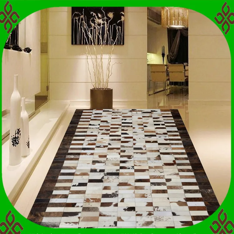 

Fashionable art carpet 100% natural genuine cowhide leather gym mats
