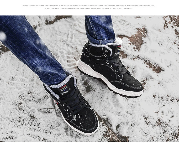 OUDINIAO/ Модные мужские зимние ботинки; теплые ботинки; плюшевые ботильоны; зимняя рабочая обувь; повседневные мужские зимние ботинки; размеры 39-48