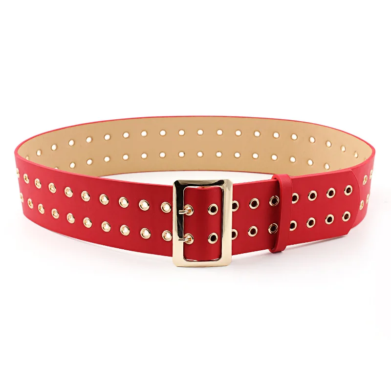 Red Deepeel, 1 шт./2 шт., 6,2X105 см, искусственная кожа, двойная пряжка, ремень, металлическое кольцо, ушко, пряжки, широкие пояса, свитер, украшение одежды, YB162 - Цвет: Red
