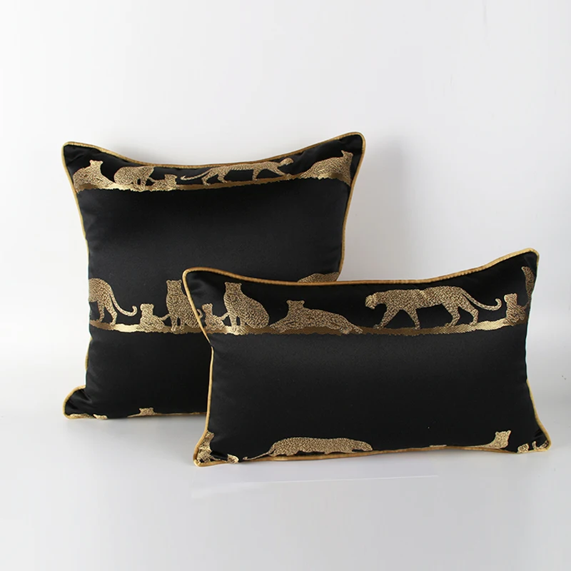 

Noble Luxury European Animal Sofa Cushion Cover Living Room Black Gold Leopard Wedding Decor Pillowcase Car almofadas cojines
