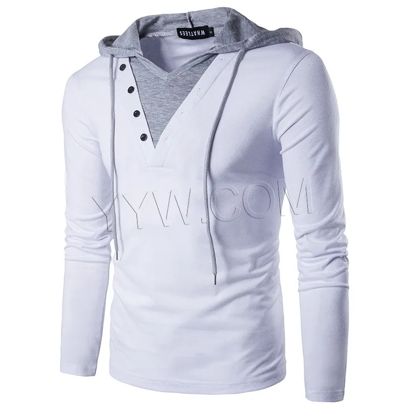 Hooded Male T Shirt Mens Long Sleeve T Shirt 2018 Autumn Pullover White ...