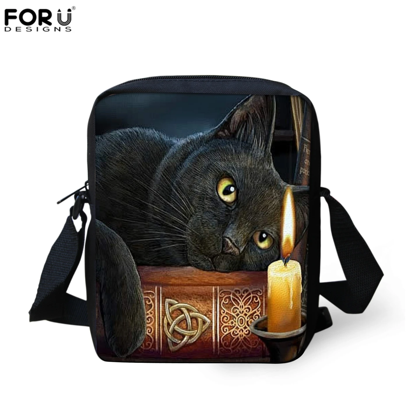 

FORUDESIGNS The Witching Hour Witchcraft Black Cat Messenger Bags for Children Casual Mini Bookbag Women Crossbody Shoulder Bag