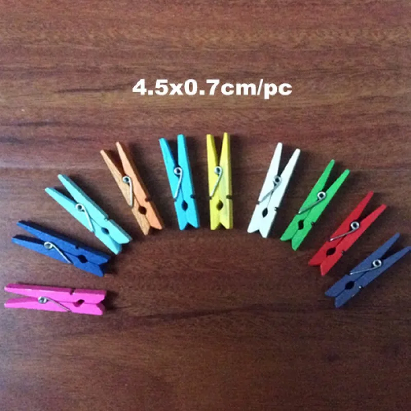 

20pcs middle size(45x7mm) colorful pegs wooden clips set office accessories photo decoration party wood craft