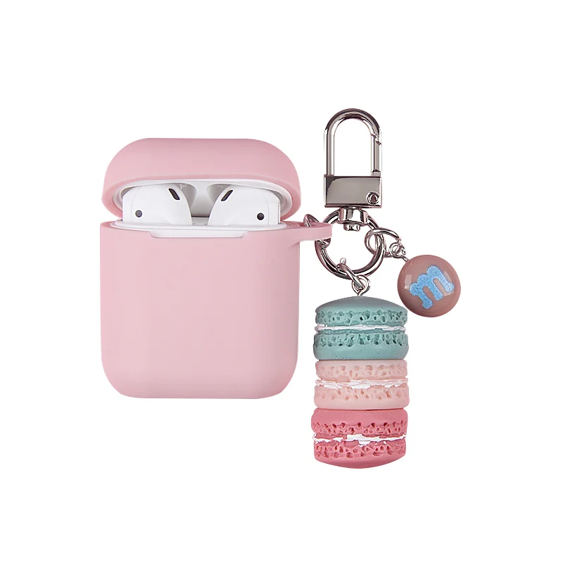 Розовый чехол Macaron для Apple Airpods 1 2 Air pods аксессуары Bluetooth защитный чехол для наушников крышка с брелоком