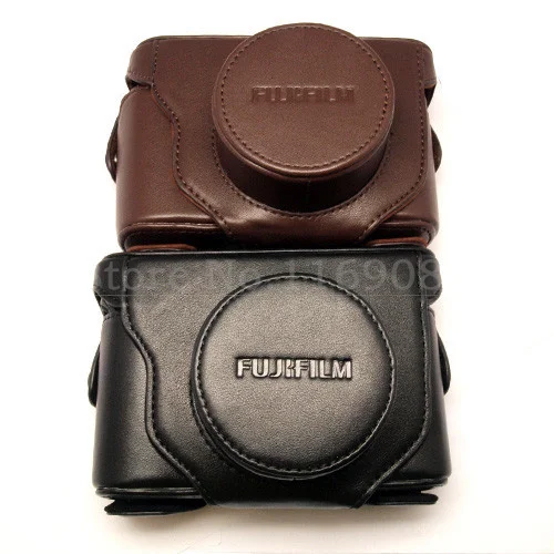 Free shipping Leather Camera Case Bag Cover For Fujifilm Fuji X10 X20 Finepix black coffee color