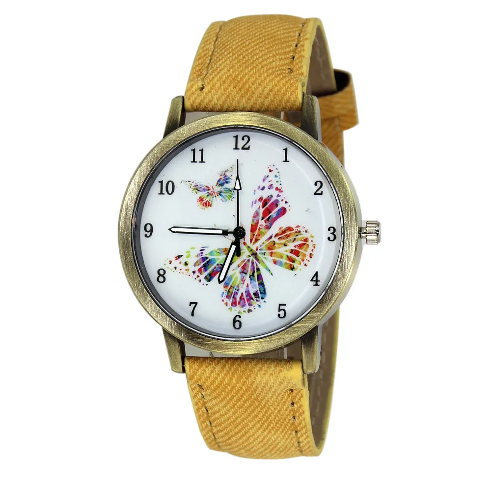 Винтажные женские часы с цветочным узором Модные женские повседневные кварцевые часы с бабочкой Элегантные наручные часы Relojes