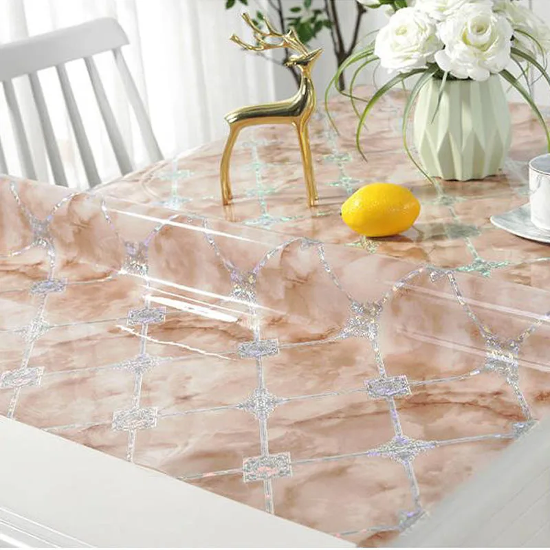  Luxury Nordic style party table decoration mat Imitation marble tablecloth plastic pad PVC waterpro