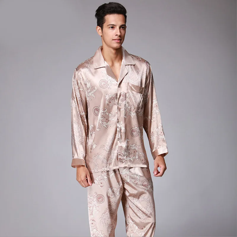 Satin Silk Pajamas For Men Silk Sleepwear Pants Pajama Set Male Pajama ...