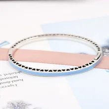 Новые Модные ювелирные изделия Новые действительно 925 стерлингового серебра эмаль в форме сердца браслет для женщин Шарм браслет синий