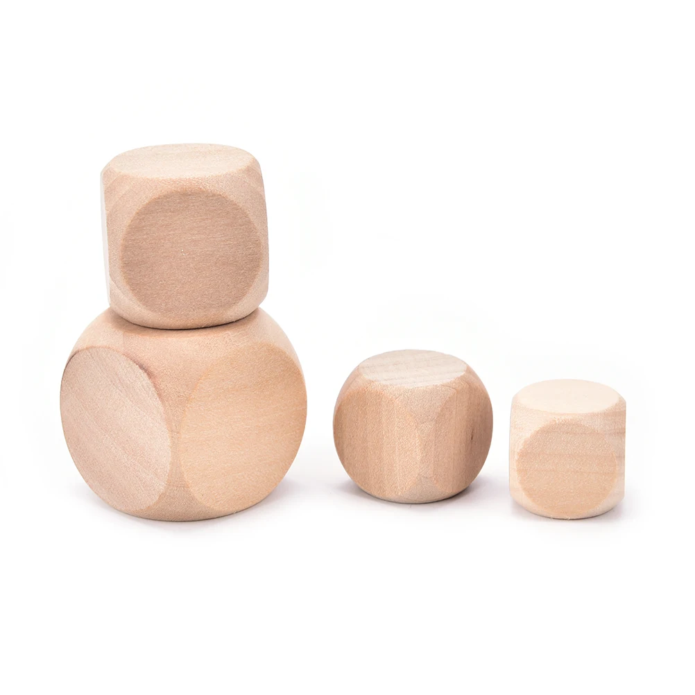 

18mm 20mm 25mm 30mm Wood Dice Blank Faces For Printing Engraving Kid Toys Game 6 Sided Dice Entertainment Game Dice