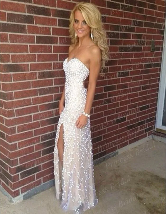 full length beaded gown