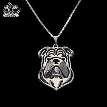 

English British bulldog Necklaces pendants for women men girls silver/gold color long chain pet dog pendant necklace jewelry