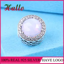 DIY сияющее сердце серебряный шарм, молочный розовый кристалл шармы Бусины Подходит браслет серебро 925 Оригинальное ювелирное изделие из драгоценных камней