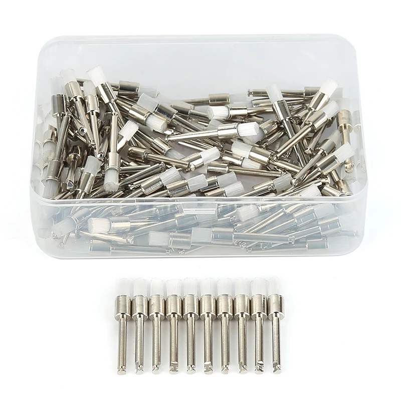spesifikasi Y   W   F 100 Pcs Lab Gigi Nilon Kait Datar Kecil Polishing Polisher Profilaksis Kuas Dokter Gigi Produk 0.2 CM Kepala Sikat dengan Kotak