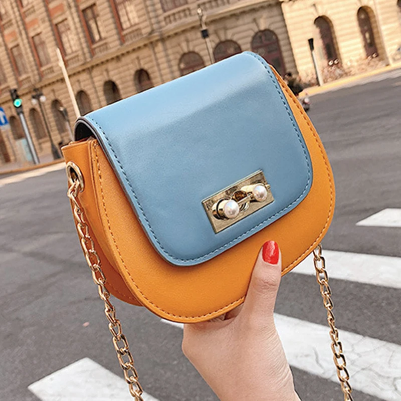 

2019 Hot Sale Fashion Women Chain Saddle Shoulder Bag Lady Crossbody Bolsa Small Woman Leather Messenger Satchel Female Handbag