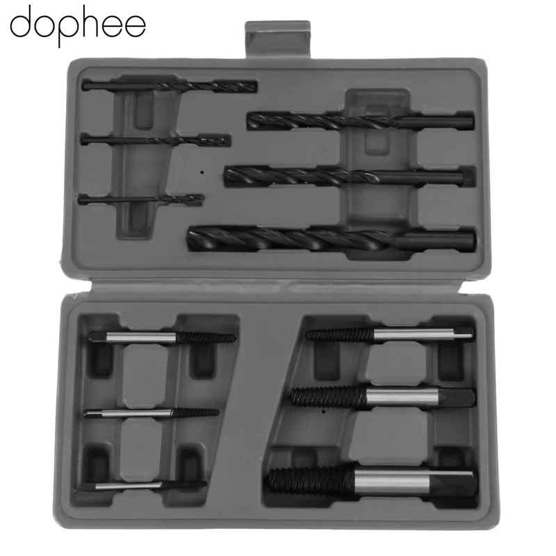 dophee Steel Broken Damaged Screw Extractor Drill Bit Guide Set with