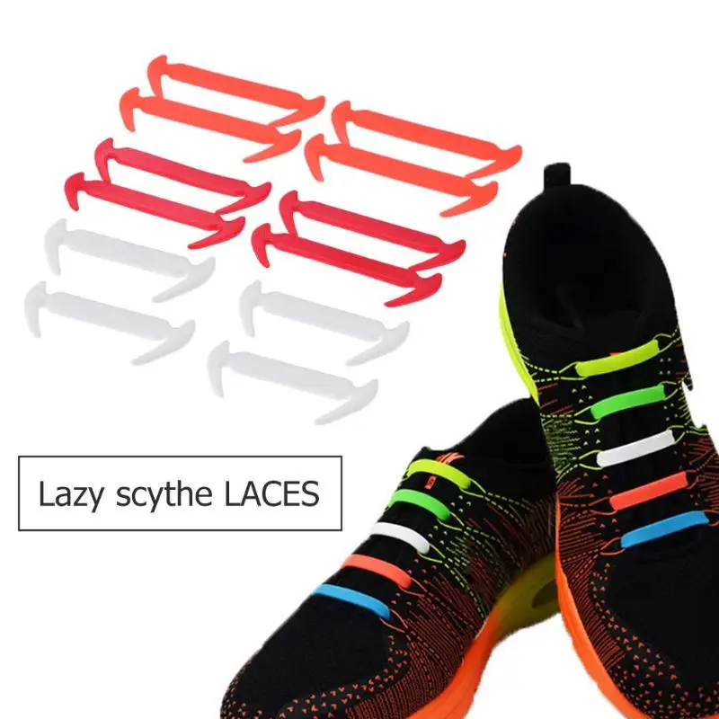 

12pcs/lot Unisex Women Men No Tie Shoelaces Silicone Sneakers Elastic Shoe Laces Baby Convenient Shoes Accessories Trainer Props