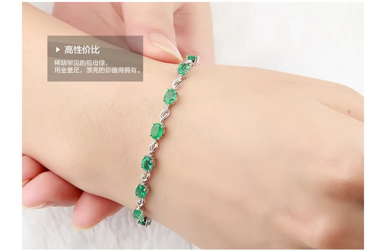Новинка, серебряный браслет-цепочка с зеленым циркониевым камнем для женщин, браслет на запястье, модные ювелирные изделия