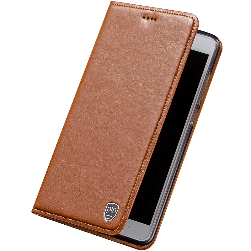 Чехол из натуральной кожи для lenovo Z5 Z5s Pro GT магнит с откидной крышкой-подставкой карманом для карт чехол для телефона чехол - Цвет: Coffee