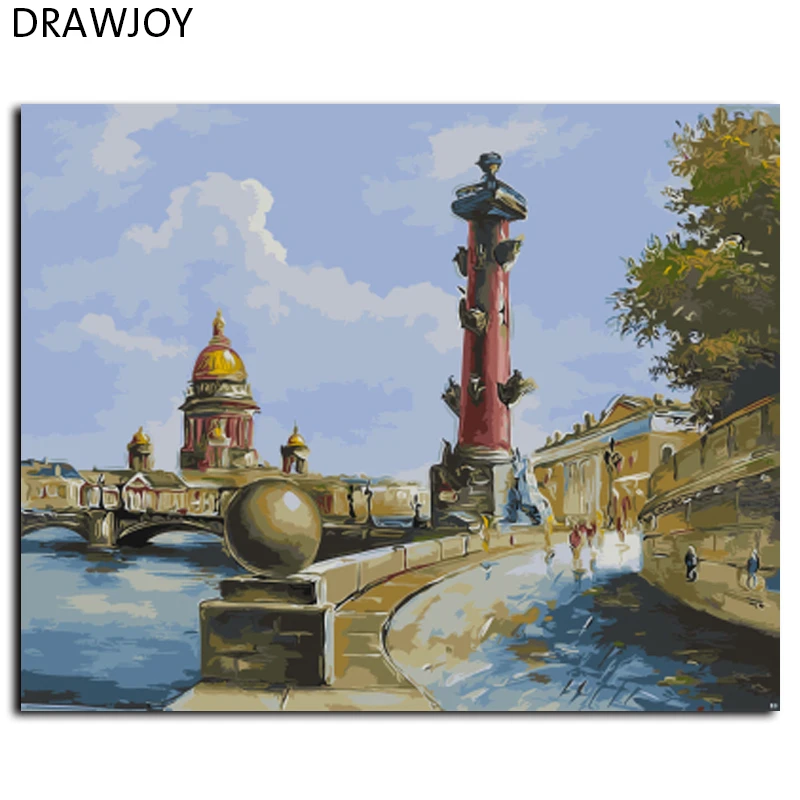 

DRAWJOY Framed Landscape Painting & Calligraphy DIY Painting By Numbers Acrylic Canvas Paintings Home Decor GX9616 40*50cm