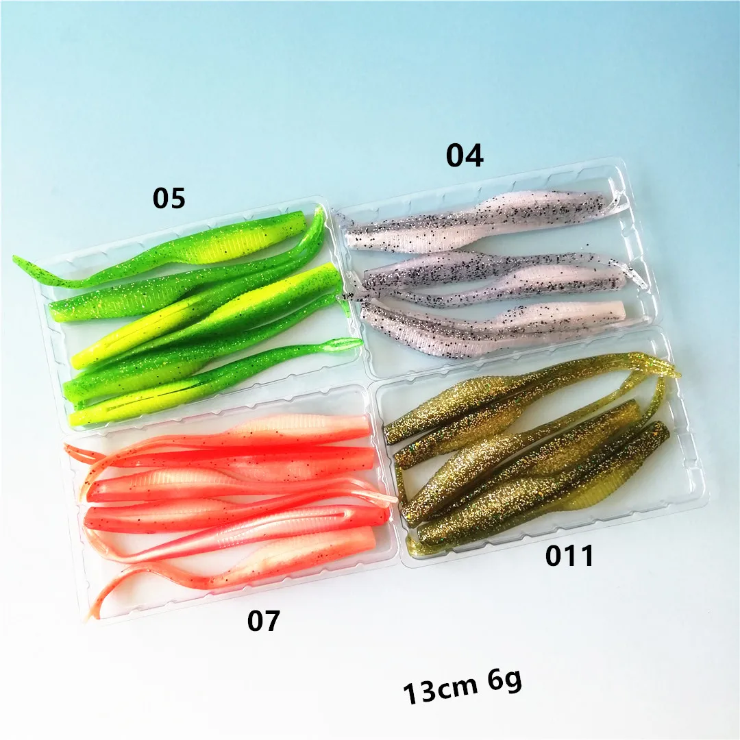 

Swolfy 24 Pcs/Lot Soft Bait 12cm 6.1g silicone bait Worms fishing lure fork tail Fishing Tackle double color Artificial Lures