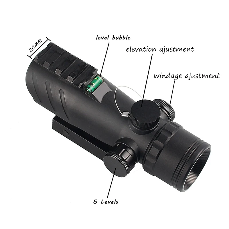 Новинка, рефлекторный Прицел Acog, tutacal, красный точечный прицел, пузырьковый уровень, 20 мм, рельсовое крепление, красный точечный прицел, прицел для охоты, страйкбола, винтовка