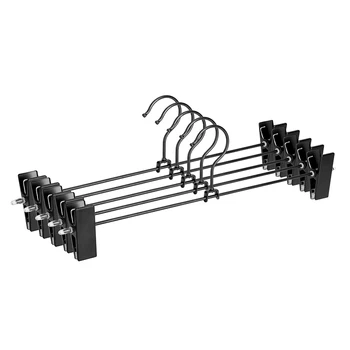 

Jetdio Matte Black Gold Metal Heavy Duty Pants Skirt Slack Hangers, Trousers Hanger with Clips Rack Swivel Hook (12pcs/Lot)