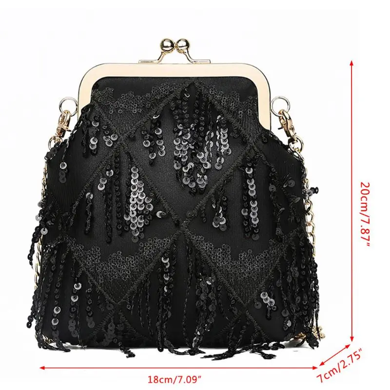 Luxury Handbags Women Bags Designer Fashion Women Vintage Handbag Small Sequins Kiss Lock Messenger Shoulder Crossbody Bag