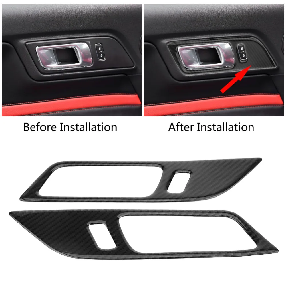 2Pcs Car Interior Door Handle Bowl Cover Trim Sticker for Ford Mustang