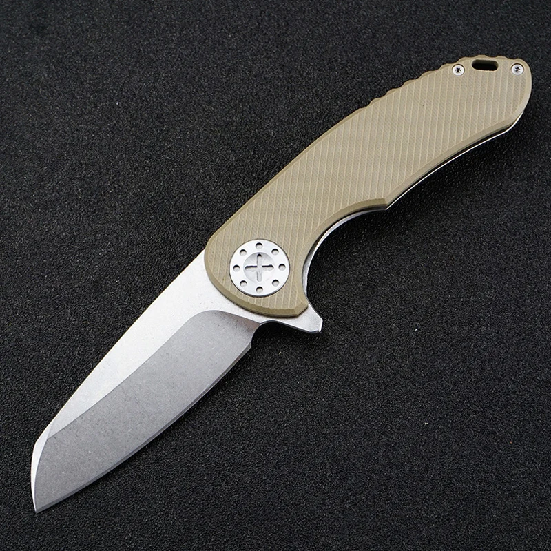 New folding knife D2 outdoor portable bearing camping combat self-defense pocket knife stainless steel G10 handle knife gift New folding knife D2 outdoor portable bearing camping combat self-defense pocket knife stainless steel G10 handle knife gift