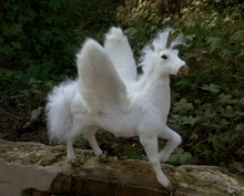 creative simulation wings unicorn toy resin&fur white unicorn doll gift about 32x34x26cm