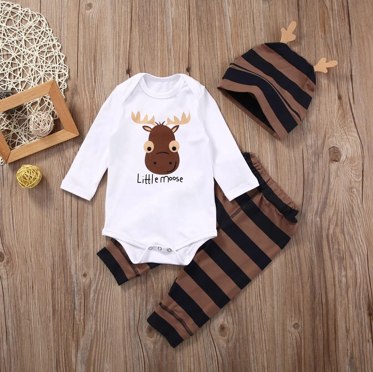 Cute Newborn Baby Boy Girl Clothes Jumpsuit Romper Bodysuit Pants Hat Outfit
