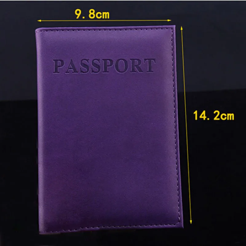 Многоцветная искусственная кожа держатель для паспорта Пара моделей путешествия Обложка для паспорта чехол для карточек унисекс держатель для карт - Цвет: Фиолетовый