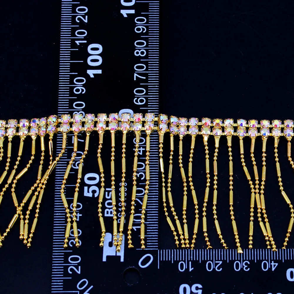 Серебристые Стразы AB 1 ярд 5 см широкие кристаллы отделка кисточка цепочка