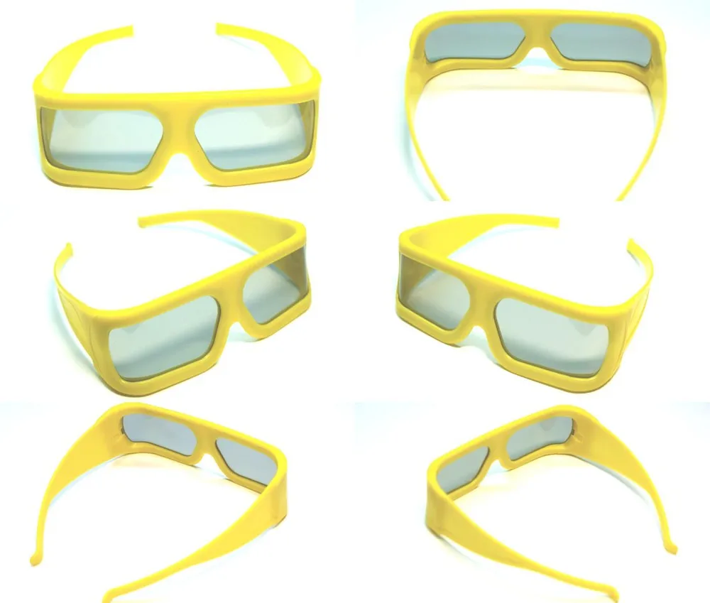 5pcs Plastic yellow Frame IMAX 3d glasses polarized linear 3d glasses for 3D movies 45/135 degree 3d cinema glasses