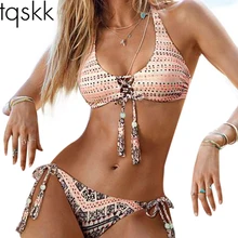 TQSKK Ручной Обратимым Bikinis 2017 Сексуальные Бразильские Biquini Купальник Женщины Купальники Женский Бинты Купальный Костюм Бикини Установить