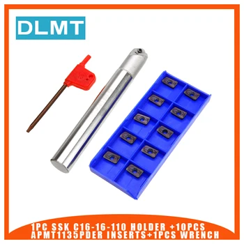 

1pc SSK C16-16-110 CNC Lathe Turning Tool Holder Alloy Steel Boring Bar + 10pcs APMT1135PDER Insert Durable Blades+1pc Wrench