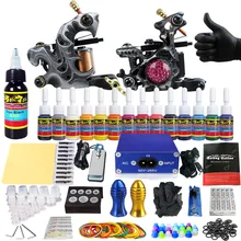 Клеймо профессиональный набор татуировки 2 машинный Набор для начинающих Практика пигмент хороший пистолет TK203-29