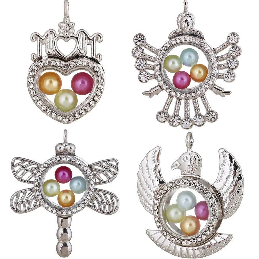 

Magic Photo Pendant Living Memory Floating Locket Charms Glass Flash Box Fashion Pendant for Women Gift