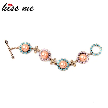 

Charming Women Jewelry New Arrival Statement Colorful Imitation Pearls Fashion Bracelet Factory Wholesale