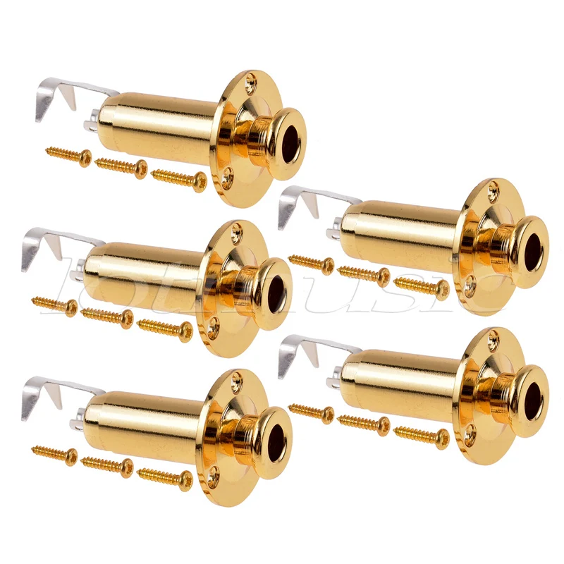 5 Pcs Acoustic Electric Guitar Bass Output Jack Strap Button Endpin