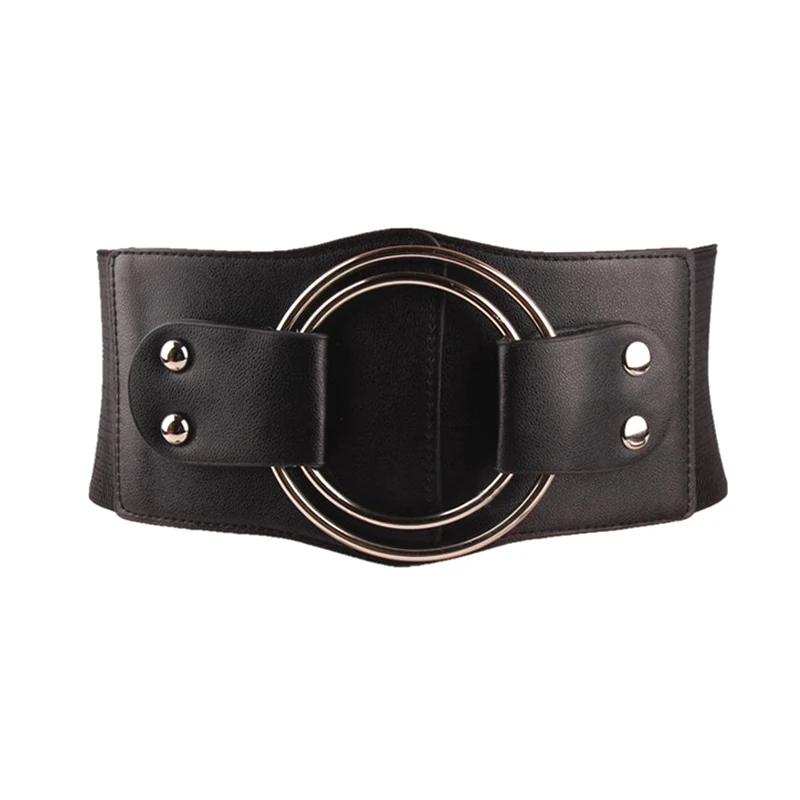 

New Women Wide elastic Belt metal Ring Fashion Simple Female For Women Dress Down Jacket Skirt wide Waist Female Belt