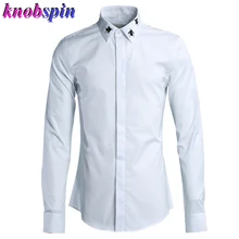 Бисероплетение пчела вышивка мужская рубашка бренд качество 80% хлопок с длинным рукавом Chemise homme Твердые Тонкие повседневные деловые мужские рубашки